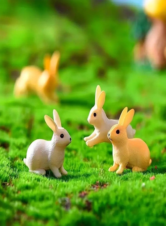 ascension Set of 4 Bunny Figurine Resin Running Rabbit Figurine Rabbit Doll for Home Fairy Garden Dollhouse Decoration Animals Miniature Crafts for Kids Gifts - Image 2